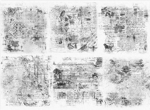 Decoupage Tissue Paper - Black & White Ephemera Collage (43.18cm x 58.42cm) - Rustic Farmhouse Charm