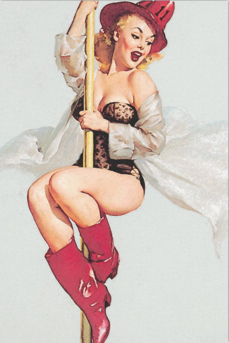 Decoupage Tissue Paper - Sexy Vintage Lady on Fireman Pole (50.8cm x 76.2cm) - Rustic Farmhouse Charm