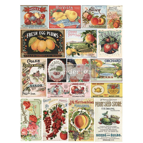 Redesign Transfer - VINTAGE SEED (81.28cm x 60.96cm) - Rustic Farmhouse Charm