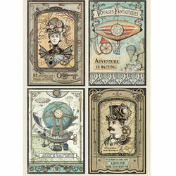 VOYAGES FANTASTIQUE CARDS Rice Paper by Stamperia (A4) - Rustic Farmhouse Charm