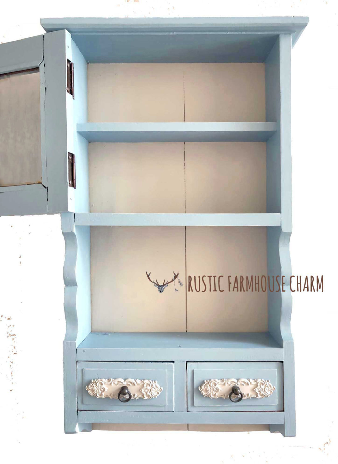 Country Blue Wall Cabinet - Rustic Farmhouse Charm