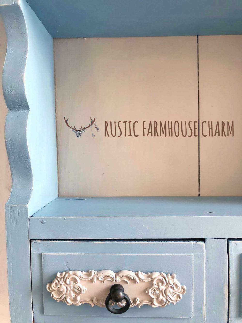 Country Blue Wall Cabinet - Rustic Farmhouse Charm