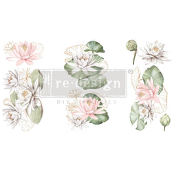 NEW! WATER LILIES Redesign Transfer (3 sheets, each 15.24cm x 30.48cm) - Rustic Farmhouse Charm