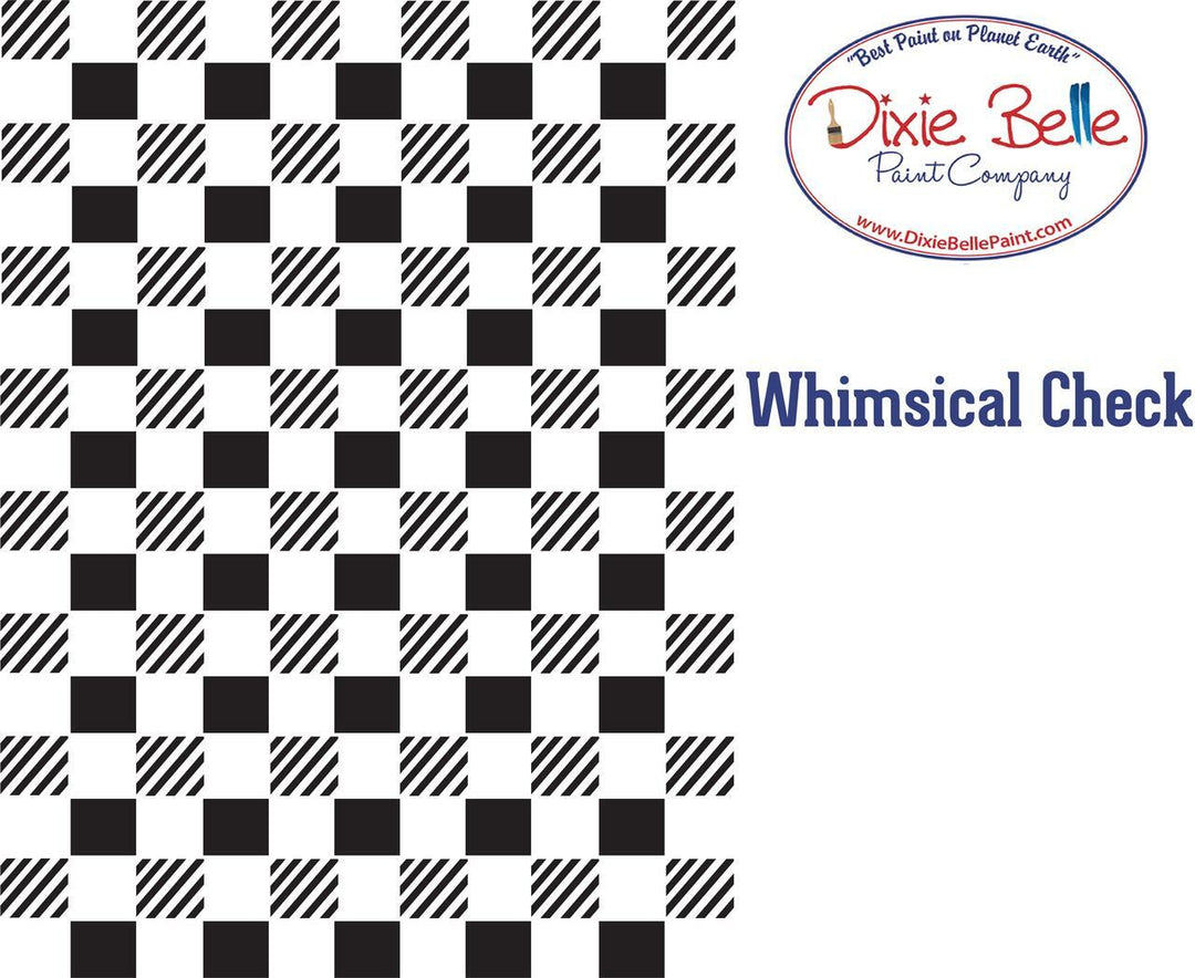 Dixie Belle Stencil - WHIMSICAL CHECK (40.64cm x 50.8cm) - Rustic Farmhouse Charm