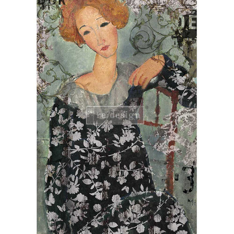 WHIMSICAL LADY Redesign A1 Decoupage Rice Paper (59.44cm x 84.07cm) - Rustic Farmhouse Charm