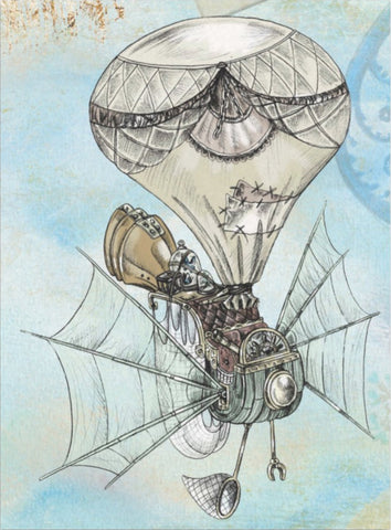 Decoupage Tissue Paper -Whimsical Steampunk Hot Air Balloon Close-Up (43.18cm x 58.42cm) - Rustic Farmhouse Charm