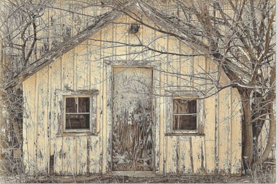 Decoupage Tissue Paper - White Winter Barn (50.8cm x 76.2cm) - Rustic Farmhouse Charm
