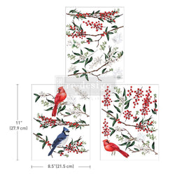 NEW! WINTERBERRY Redesign Middy Transfer (3 sheets, each 21.59cm x 27.94cm) - Rustic Farmhouse Charm