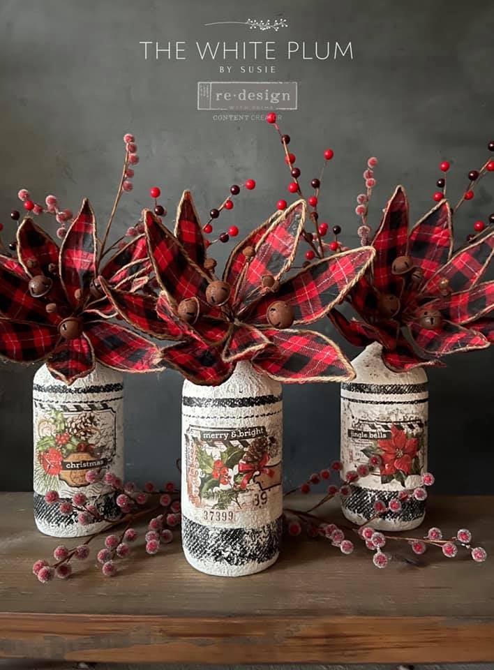 NEW! XMAS TAG Redesign Transfer (3 sheets, each 15.24cm x 30.48cm) - Rustic Farmhouse Charm